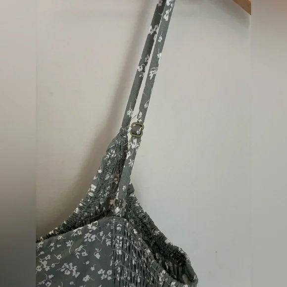 Cottage Prairie Sage Green Basque Bodice Spaghetti Strap Dress Size Small - Picture 8 of 10